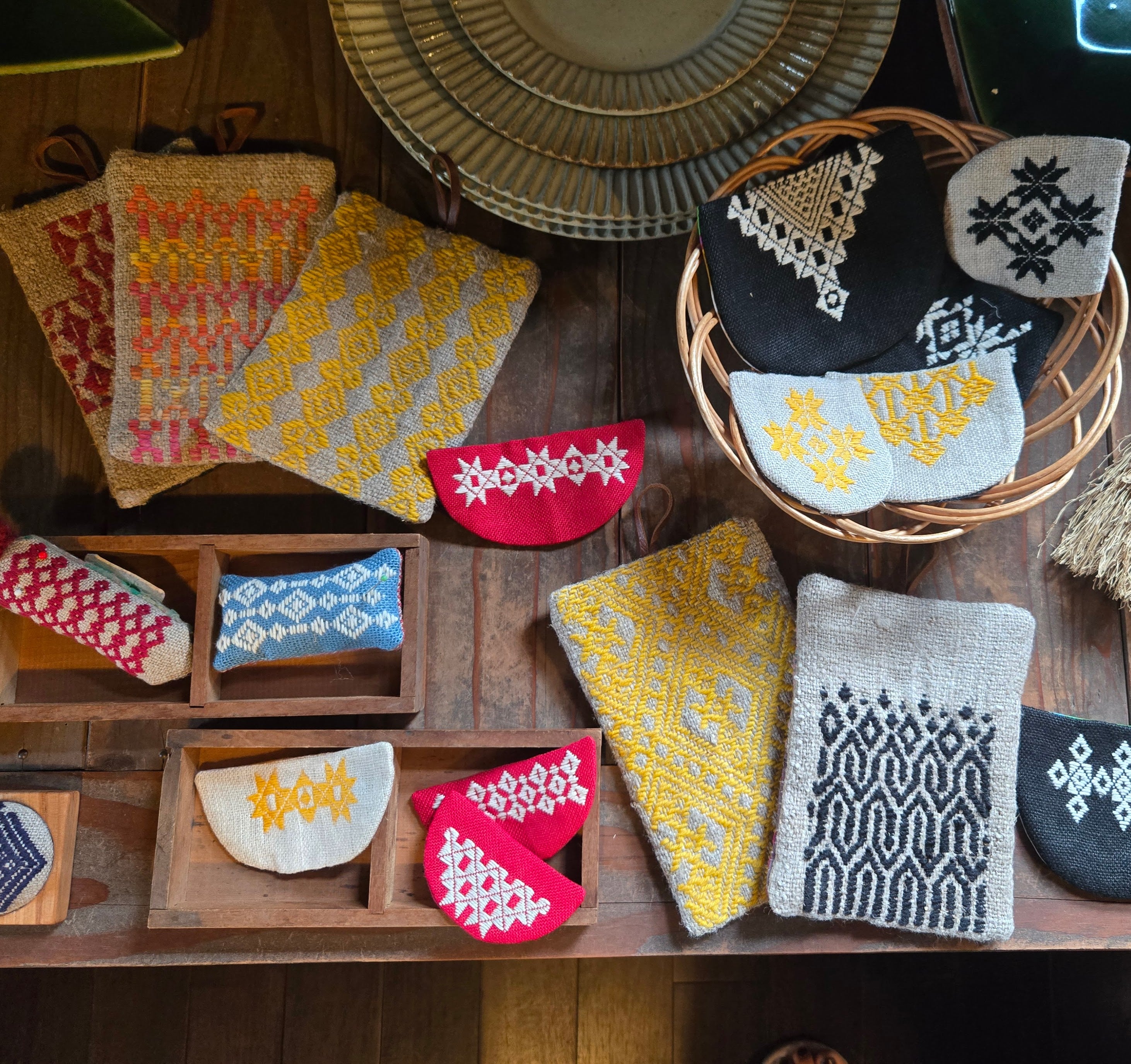 Coasters in Traditional Kogin Sashiko by Mayumi Takenouchi