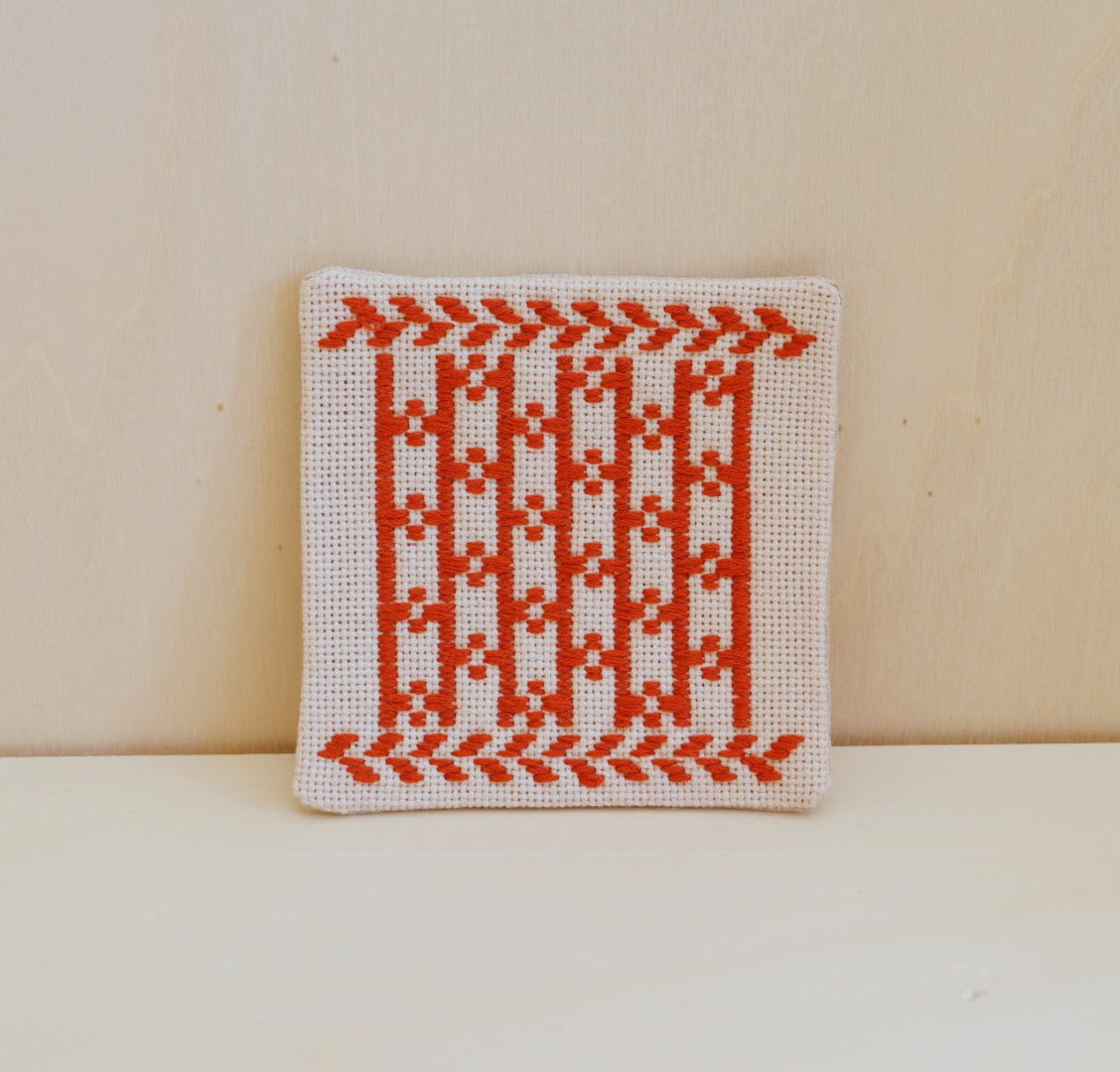 Coasters in Traditional Kogin Sashiko by Mayumi Takenouchi
