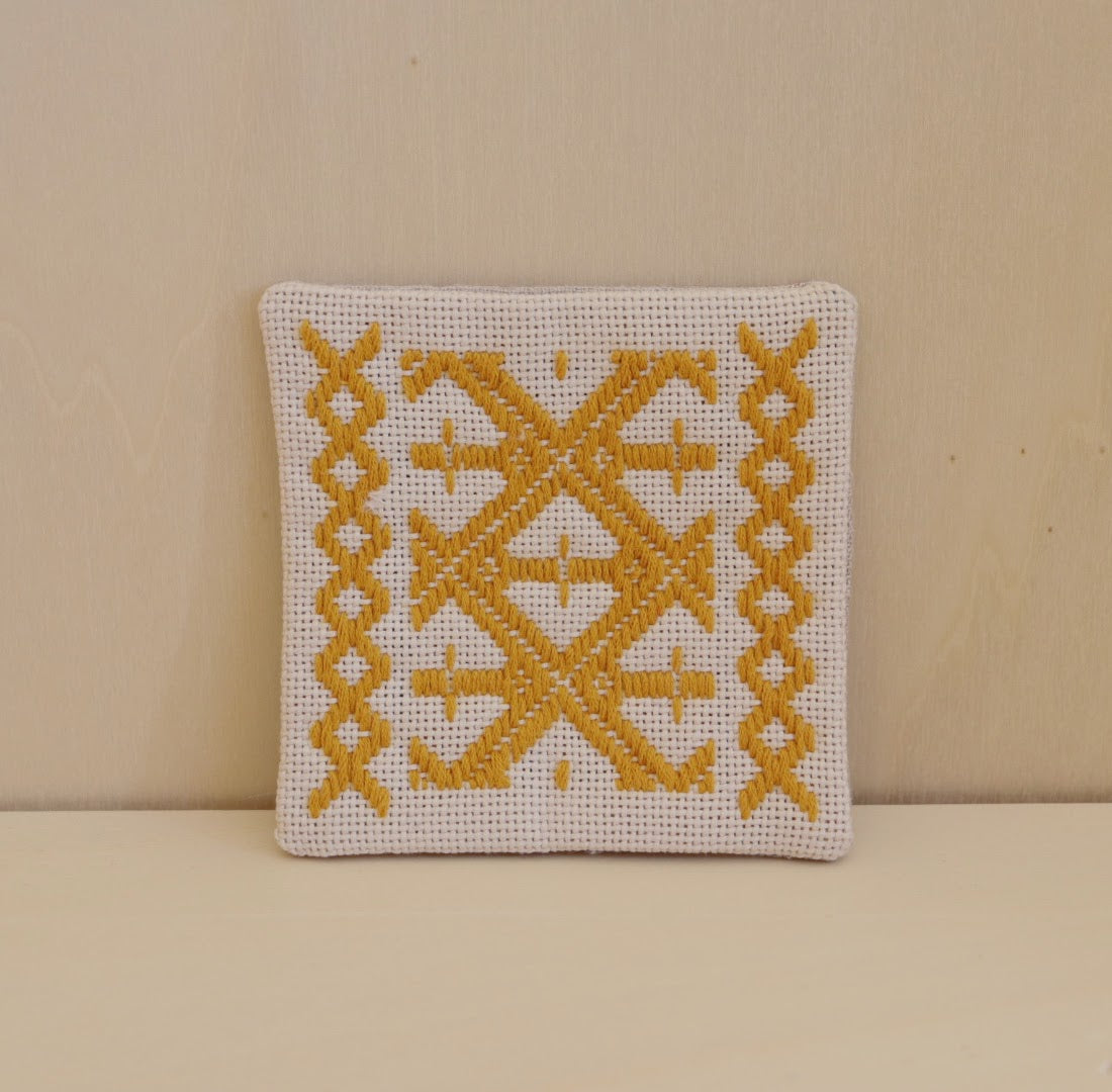 Coasters in Traditional Kogin Sashiko by Mayumi Takenouchi